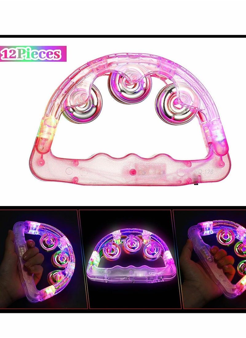 Light Up Tambourine, LED Tambourine Musical Flashing Tambourine Handheld Percussion Instrument, Ring Metal Jingles Percussion Musical Educational Hand Instrument, Party Kids Games (4 PCS) - Image 3