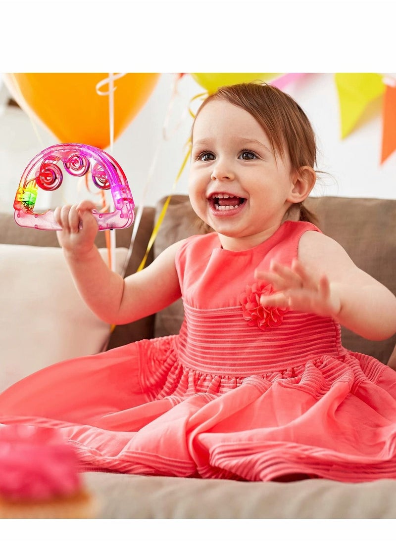 Light Up Tambourine, LED Tambourine Musical Flashing Tambourine Handheld Percussion Instrument, Ring Metal Jingles Percussion Musical Educational Hand Instrument, Party Kids Games (4 PCS) - Image 4