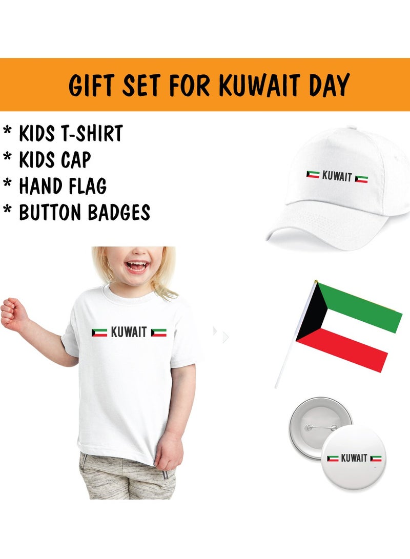 PRINTSHOP4ME Kuwait National Day Gift Set for Girls - T-Shirt - Cap - Badge and Flag Set - Celebrate Kuwait National Day with this Kids Combo Pack in Style - Image 2