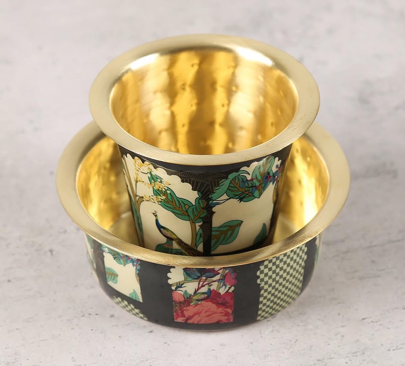 India Circus by Krsnaa Mehta India Circus by Krsnaa Mehta Signature Windows Brass Coffee Tea Cup Tumbler Traditional Kumbakonam Dawara Set Filter Coffee Set Serving Drinkware 150 ml  - Image 2