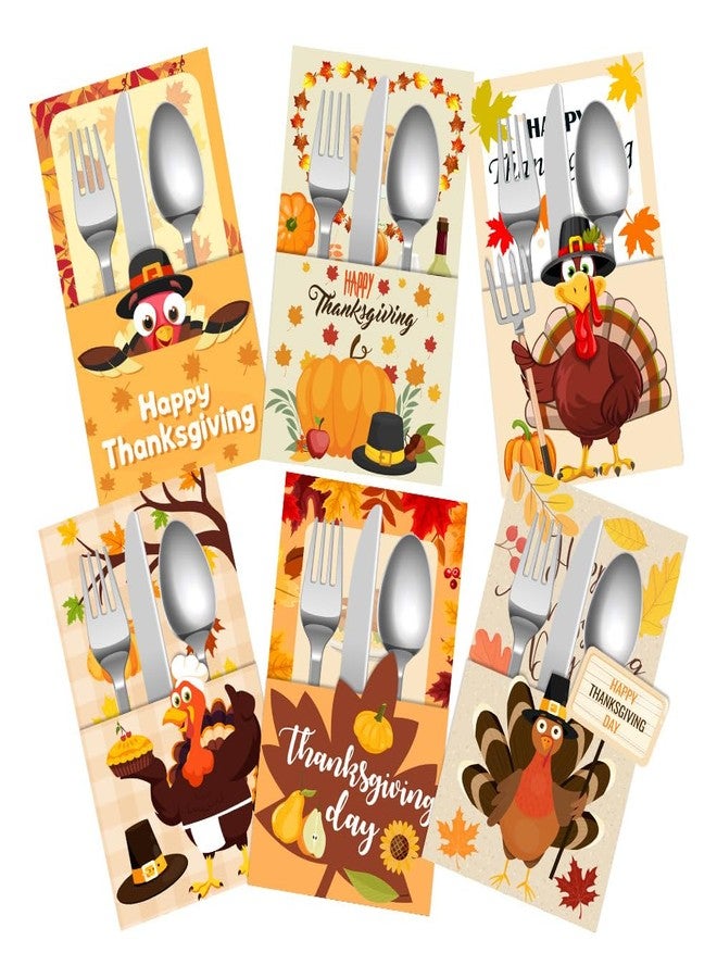 RUSTAMM Thanksgiving Cutlery Holder Set Fall Thanksgiving Turkey Utensil Holder For Autumn Fall Harvest Party Table Supplies Table Decoration - Image 1