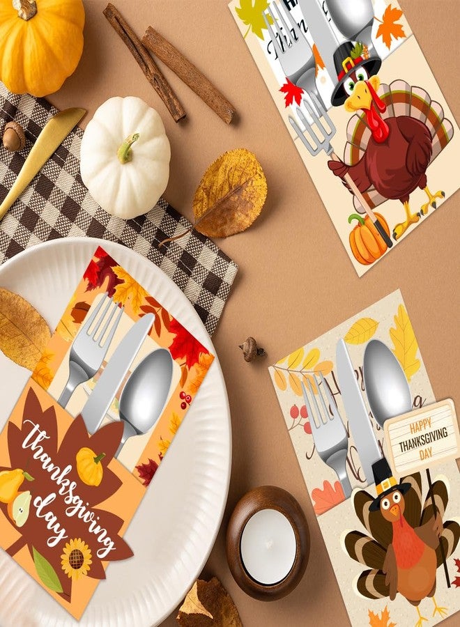 RUSTAMM Thanksgiving Cutlery Holder Set Fall Thanksgiving Turkey Utensil Holder For Autumn Fall Harvest Party Table Supplies Table Decoration - Image 5