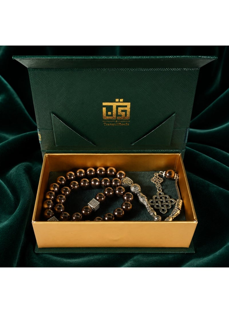 TranquilBeads Hematite Tasbih 33 Beads Misbaha Prayer Beads with Slivery Tassel, Gift for Men Father Husband, Ramadan Eid Birthday Gift Box - Image 2