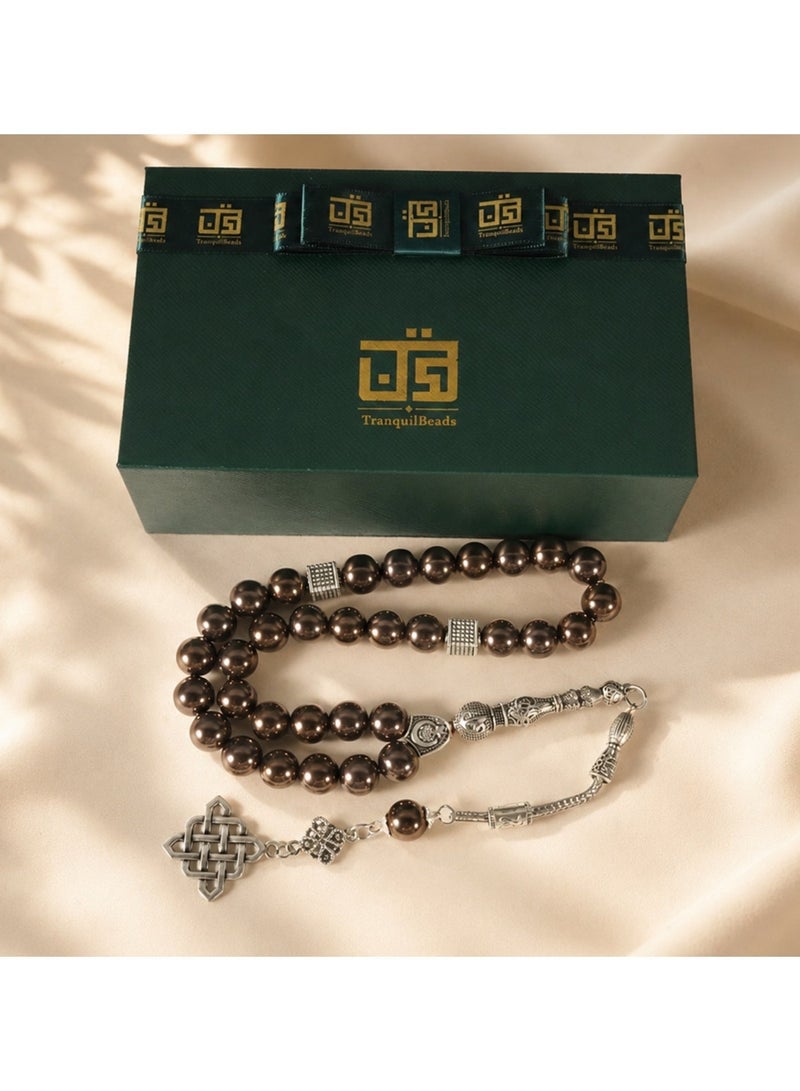 TranquilBeads Hematite Tasbih 33 Beads Misbaha Prayer Beads with Slivery Tassel, Gift for Men Father Husband, Ramadan Eid Birthday Gift Box - Image 4