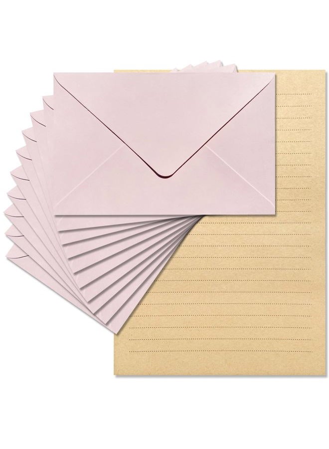 Tuhangcc Premium Velvet-Touch Stationery Set with Unique Design Colors - Best Paper and Elegant 4x6 Envelopes (24 Writing Sheets + 12 Envelopes) for Love Letters and Party Invitations (Pink) - Image 1