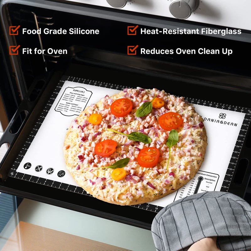 DANIA DEAN Silicone Baking Mat,26" x 16" Non-slip Dough Rolling Pastry Mat Non Stick Baking Sheet Mat with Measurement Cookies,Macarons,Bread - Image 2