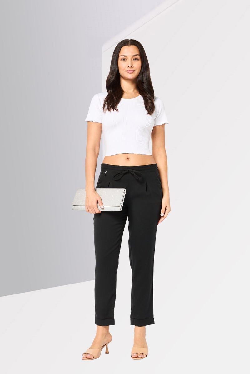Harmont & Blaine Women Regular Fit Brand Logo Palazzo Pants, Black - Image 2