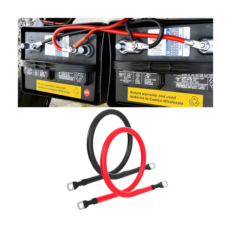 AICEL 4 AWG Battery Cables Set with Terminals Pure Copper Battery Inverter Cables with 38 Inch Lugs Power Wire Positive and Negative for Solar ATV RV Boat Automotive Marine Motorcycle 24