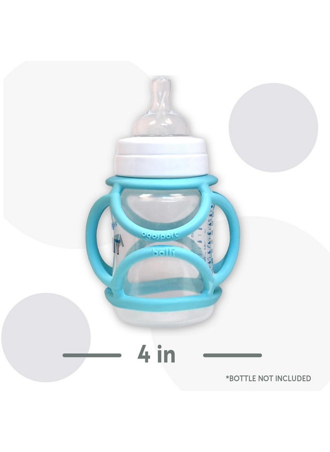Kids Preferred - Ogobolli Grippi Teether Ring Tactile Sensory Ball And Baby Bottle Holder For Babies & Toddlers - Stretchy, Squishy, Soft, Non-Toxic Silicone - Boys And Girls Age 6+ Months - Blue - Image 1