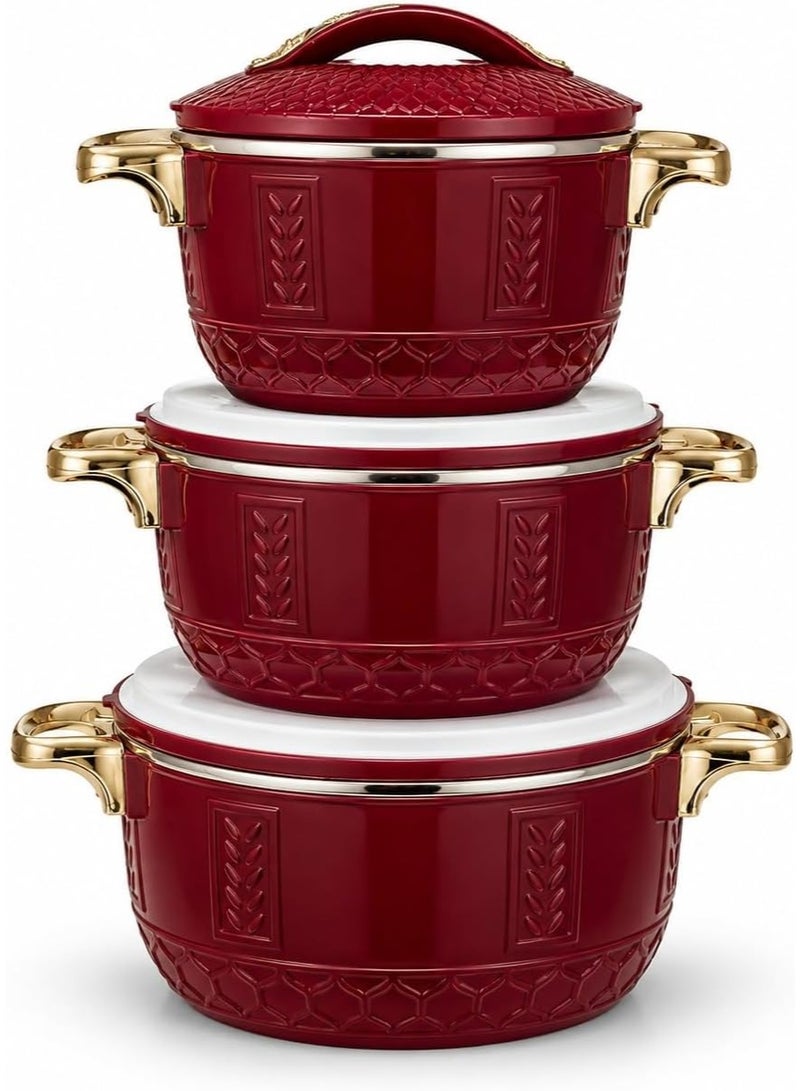 Non Stick Cooking Pot Set with Lids, Red Kitchen Cookware Set with Gold Tone Handles, Multi Size Sauce Pots for Home Cooking - Image 3