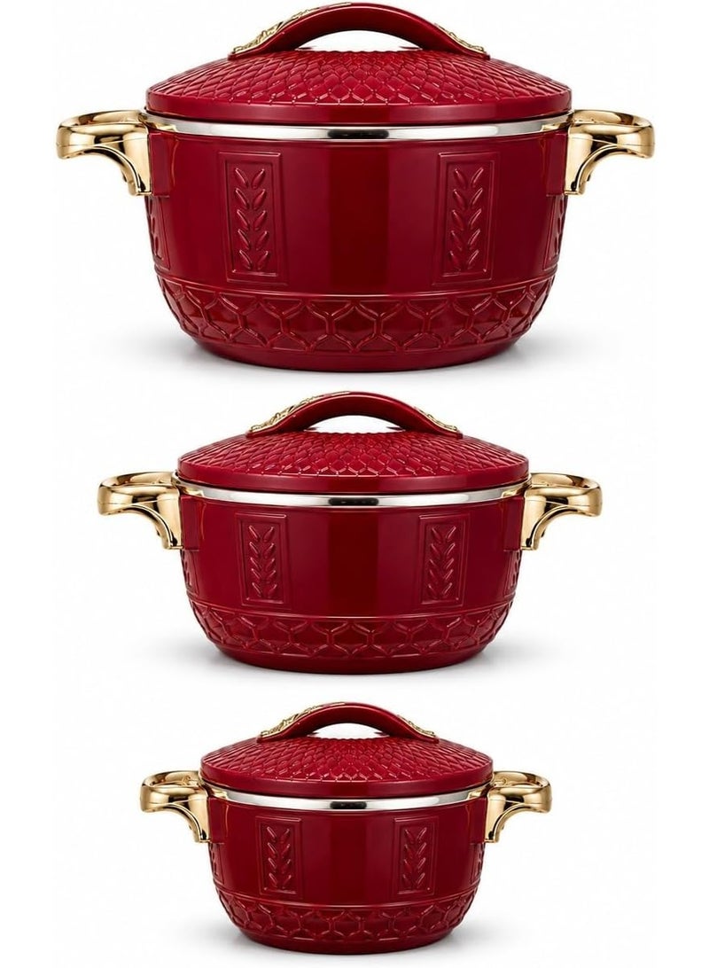 Non Stick Cooking Pot Set with Lids, Red Kitchen Cookware Set with Gold Tone Handles, Multi Size Sauce Pots for Home Cooking - Image 1