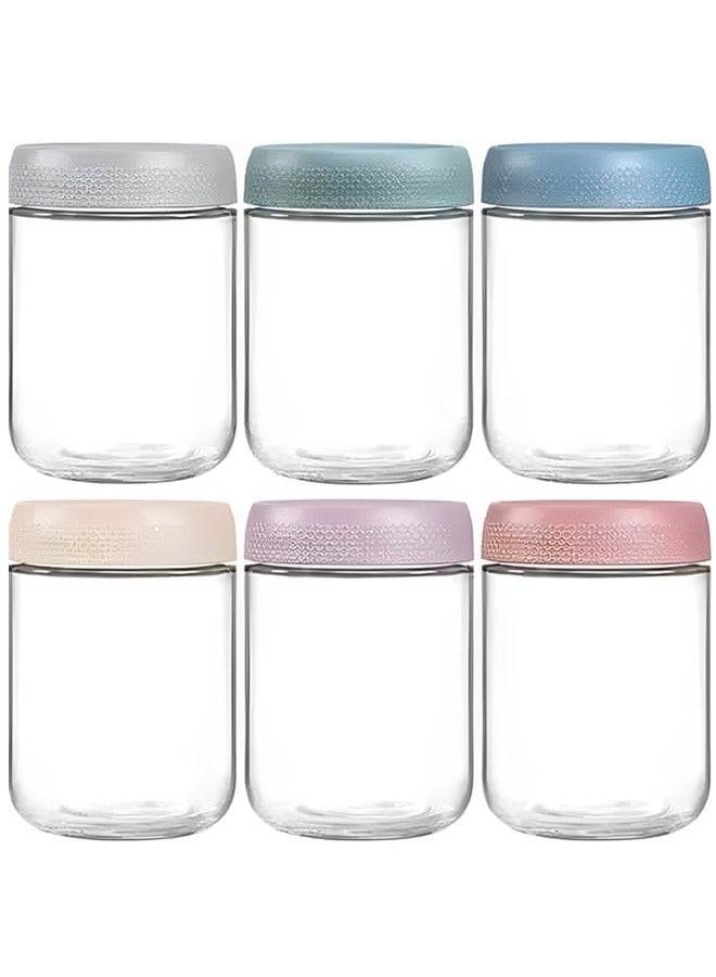 Beauenty 6-Pack 16 oz Overnight Oats Jars with Airtight Lids,Glass Food Storage Containers,Airtight Glass Tupperware Sets with Lids,Mason Jars for Snacks,Yogurt,Spices,and More  - Image 1