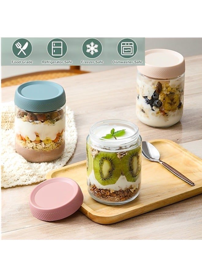 Beauenty 6-Pack 16 oz Overnight Oats Jars with Airtight Lids,Glass Food Storage Containers,Airtight Glass Tupperware Sets with Lids,Mason Jars for Snacks,Yogurt,Spices,and More  - Image 3