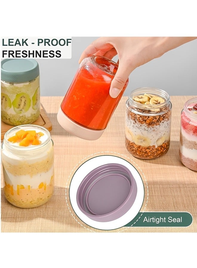 Beauenty 6-Pack 16 oz Overnight Oats Jars with Airtight Lids,Glass Food Storage Containers,Airtight Glass Tupperware Sets with Lids,Mason Jars for Snacks,Yogurt,Spices,and More  - Image 4