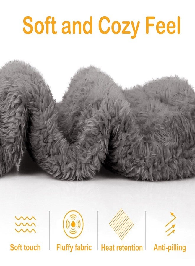 Wanheart Over Knee Fuzzy Socks, Plush Slipper Stockings, Cozy Long Leg Warmers for Men & Women, Winter Home & Sleeping Socks(LightCoral) - Image 2