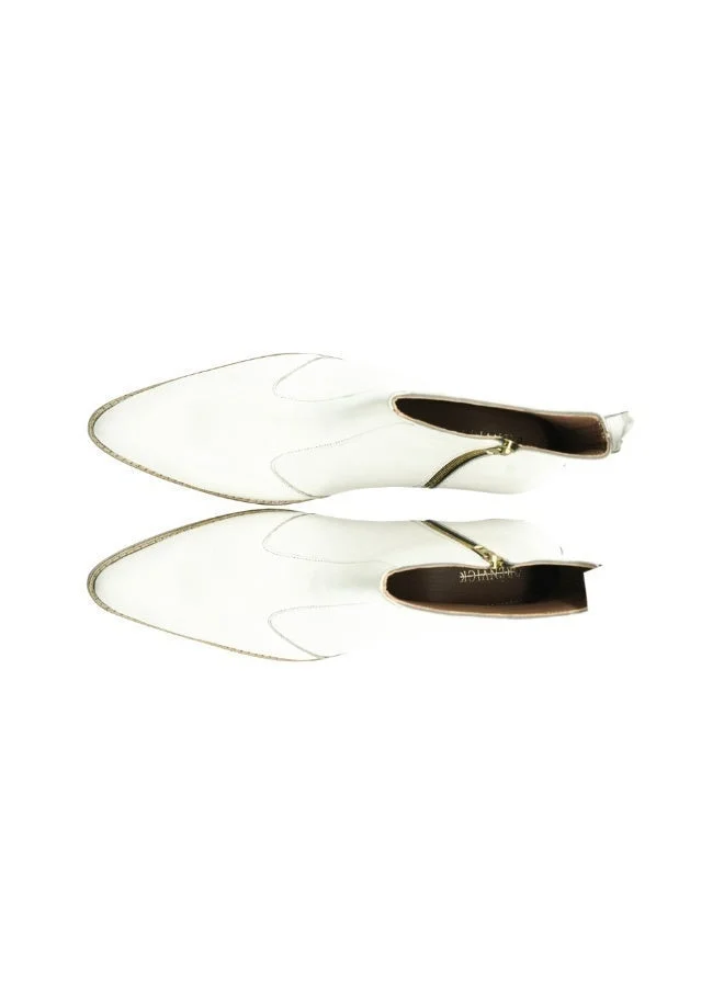 Brenvick  Brenvick Men's Pointed-Toe Chelsea Boots - Vittorio Style, White Leather with Side Zipper for Men | Best Price UAE