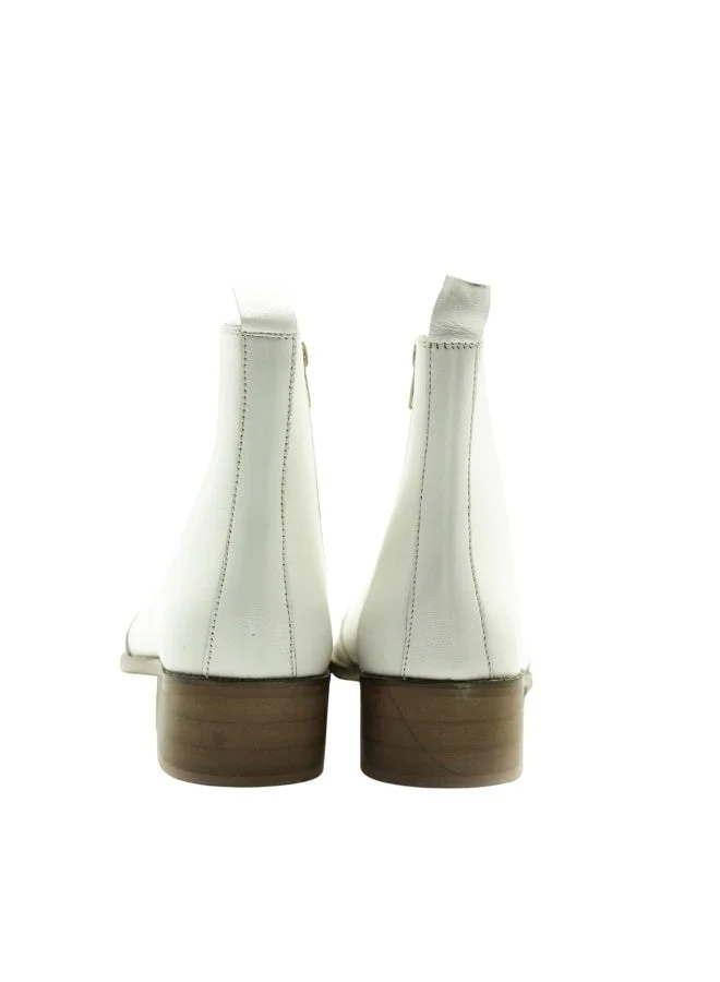Brenvick  Brenvick Men's Pointed-Toe Chelsea Boots - Vittorio Style, White Leather with Side Zipper for Men | Best Price UAE
