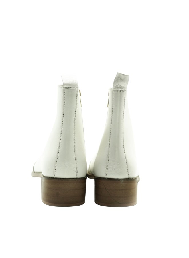 Brenvick Men's Pointed-Toe Chelsea Boots - Vittorio Style, White Leather with Side Zipper - Image 5