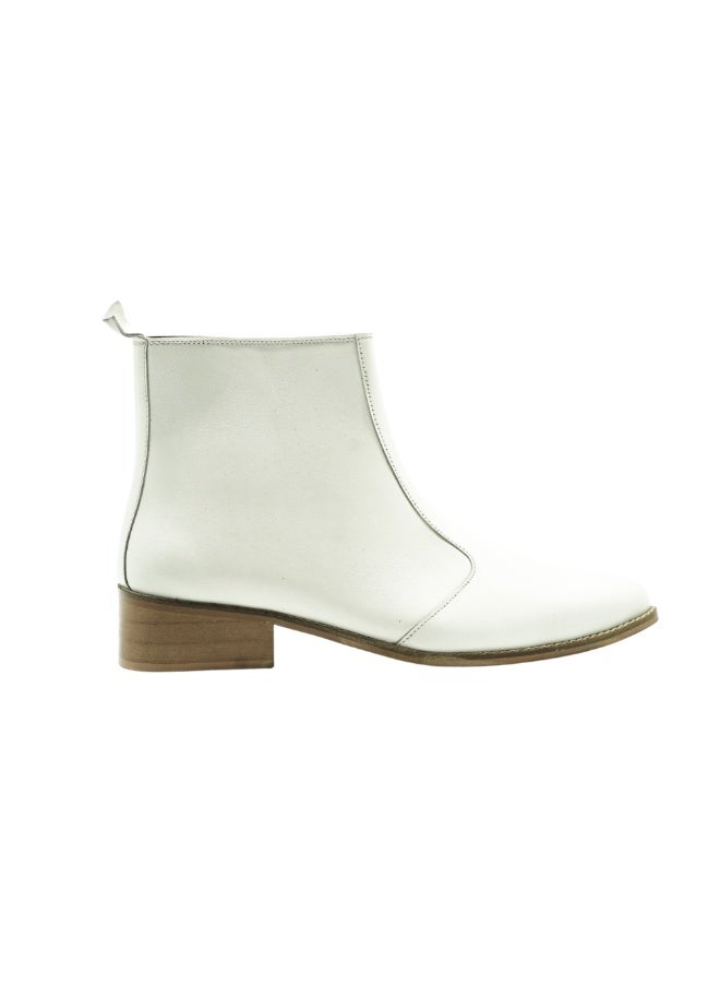 Brenvick Men's Pointed-Toe Chelsea Boots - Vittorio Style, White Leather with Side Zipper - Image 1