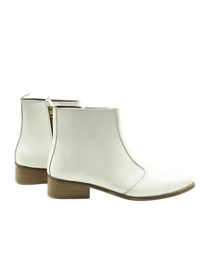 Brenvick  Brenvick Men's Pointed-Toe Chelsea Boots - Vittorio Style, White Leather with Side Zipper for Men | Best Price UAE
