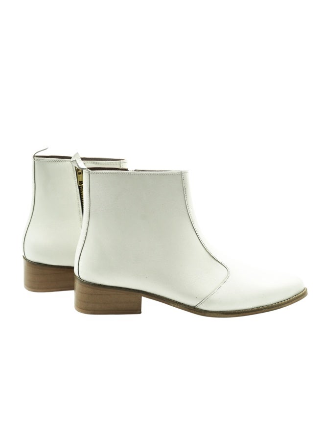 Brenvick Men's Pointed-Toe Chelsea Boots - Vittorio Style, White Leather with Side Zipper - Image 3