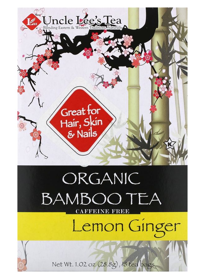 Uncle Lee's Tea Organic Bamboo Tea Lemon Ginger Caffeine Free 18 Tea Bags 1.02 oz (28.8 g)