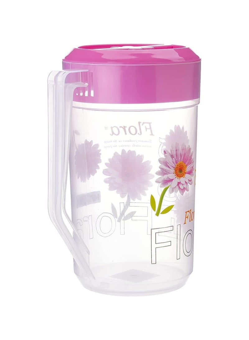 NAYASA 2.5L Plastic Water Jug and Pitcher Set with 4 Clear Drink Tumblers Featuring Floral Design for Iced Tea Lemonade and Cold Beverages Indoor Outdoor Use - Image 3