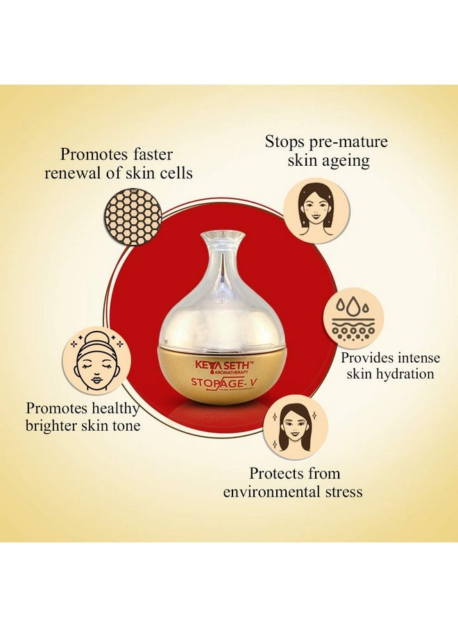 Keya Seth Aromatherapy Keya Seth Aromatherapy,Stopage V - Anti Ageing Treatment- Vitamins B2, B3(Niacinamide), B5, C, E, Hyaluronic Acid, Alpha Arbutin, Anti Ageing Night Cream For Men & Women  - Image 4