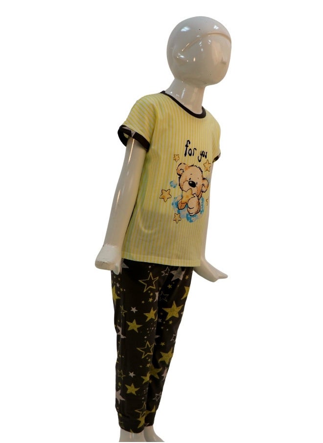 JOANNA Girl's For You Print Short Sleeve Shirt & Long Pants Pajama Set, Yellow/Black - pzsku/Z5F39BC68C9EEC0BCDBD0Z/45/_/1741338433/eea35054-c3f3-40bc-aca8-699c3f17dd0c