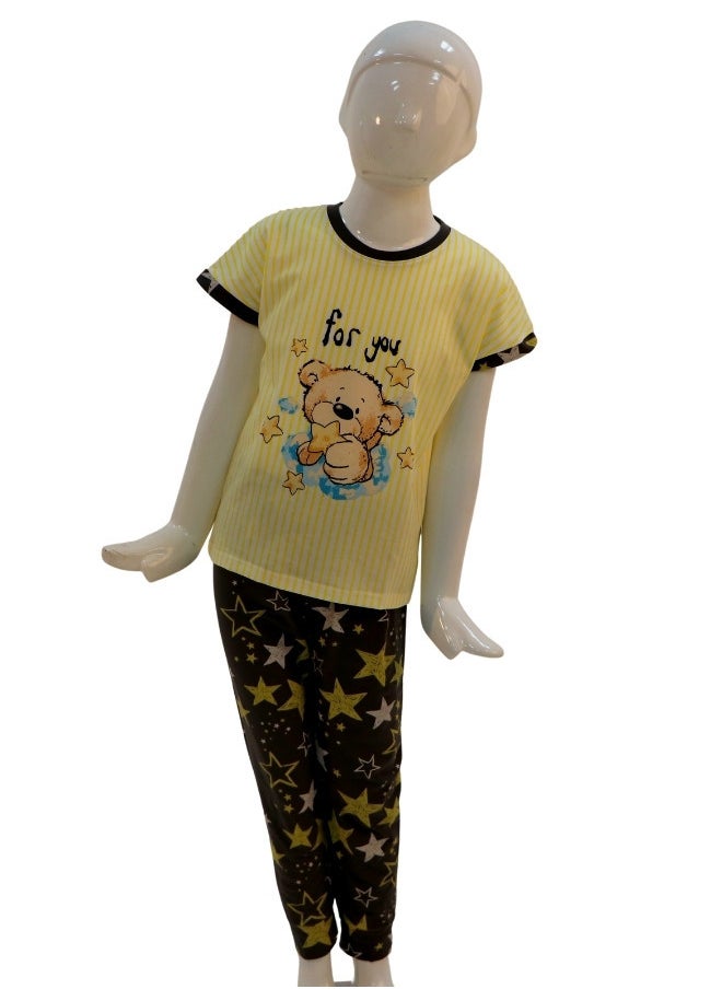 JOANNA Girl's For You Print Short Sleeve Shirt & Long Pants Pajama Set, Yellow/Black - pzsku/Z5F39BC68C9EEC0BCDBD0Z/45/_/1741338456/4336fd65-ac9a-4f66-a353-bbda81554ce6