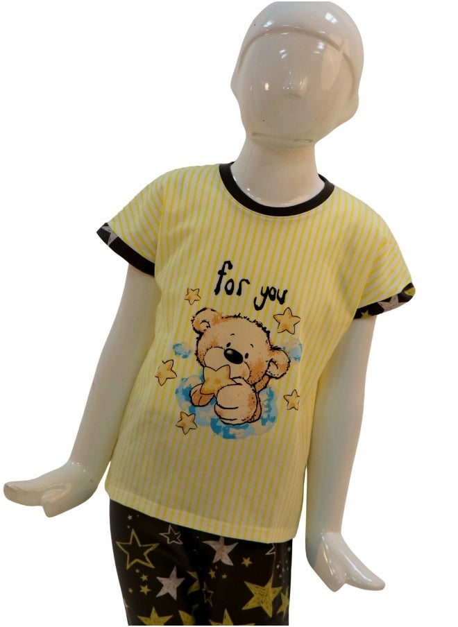 JOANNA Girl's For You Print Short Sleeve Shirt & Long Pants Pajama Set, Yellow/Black - pzsku/Z5F39BC68C9EEC0BCDBD0Z/45/_/1741338457/b7925948-f752-42d3-a7a0-85575691a116