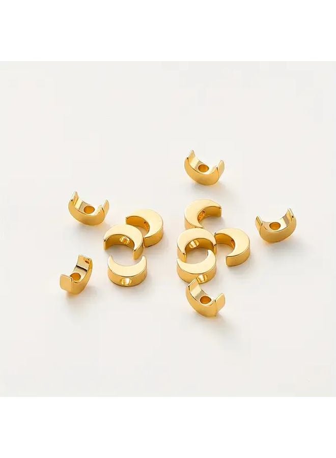 20Pcs 18K Golden Plated Brass Crescent Moon Beads Large Hole Hypoallergenic Jewelry Spacers for DIY Bracelets Necklaces - Image 3