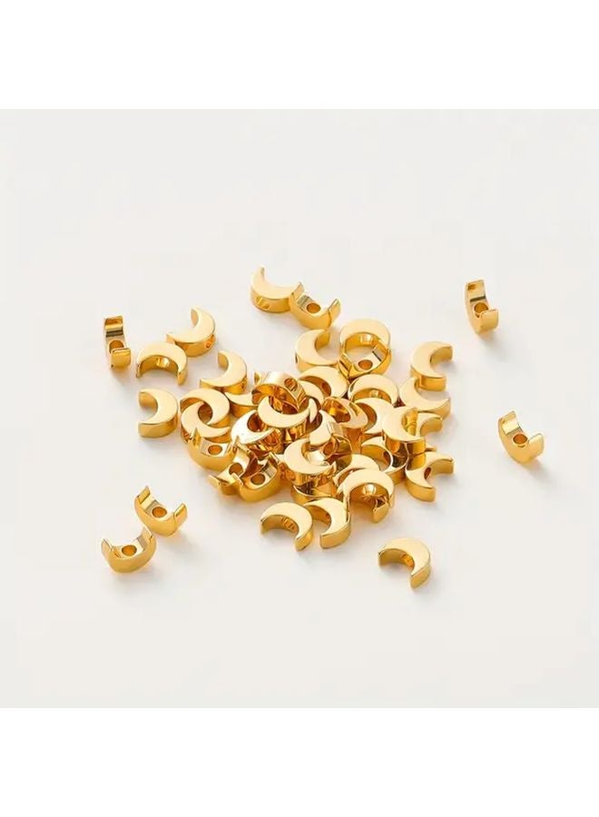 20Pcs 18K Golden Plated Brass Crescent Moon Beads Large Hole Hypoallergenic Jewelry Spacers for DIY Bracelets Necklaces - Image 1