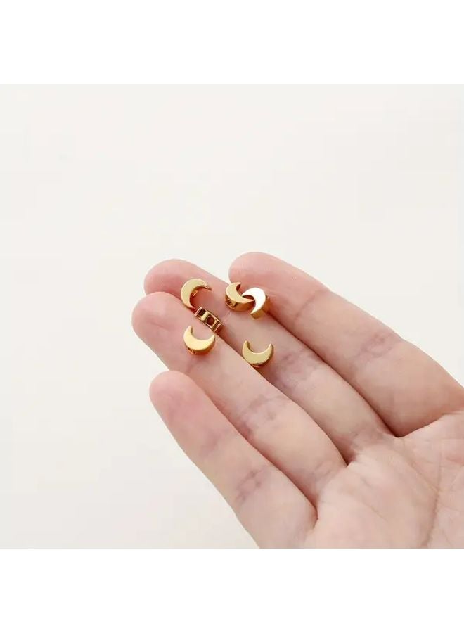 20Pcs 18K Golden Plated Brass Crescent Moon Beads Large Hole Hypoallergenic Jewelry Spacers for DIY Bracelets Necklaces - Image 5