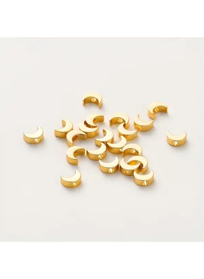 20Pcs 18K Golden Plated Brass Crescent Moon Beads Large Hole Hypoallergenic Jewelry Spacers for DIY Bracelets Necklaces - Image 2