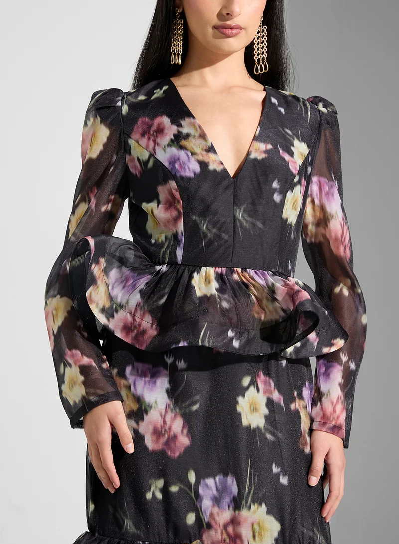 True Decadence Floral Ruffle Maxi Dress