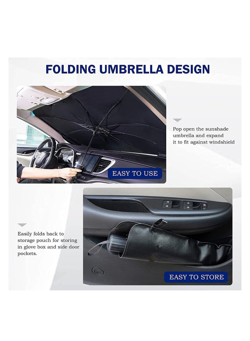 Excefore Car Windshield Sun Shade Foldable Umbrella Reflective Sunshade for UV Rays and Heat Visor Protector,Keep Vehicle Cool,Easy to Use Store Fits Most SUVs 57 x 31 in - Image 5