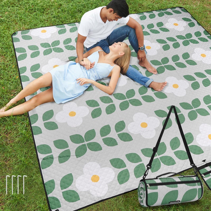 WICKERLAND Picnic Blankets Extra Large - Beach Blanket Waterproof Sandproof with Shoulder Strap, Machine Washable, Outdoor Blanket with Stakes for Grass Concert, Park, Lawn,Travel,Spring Summer.Green - Image 1
