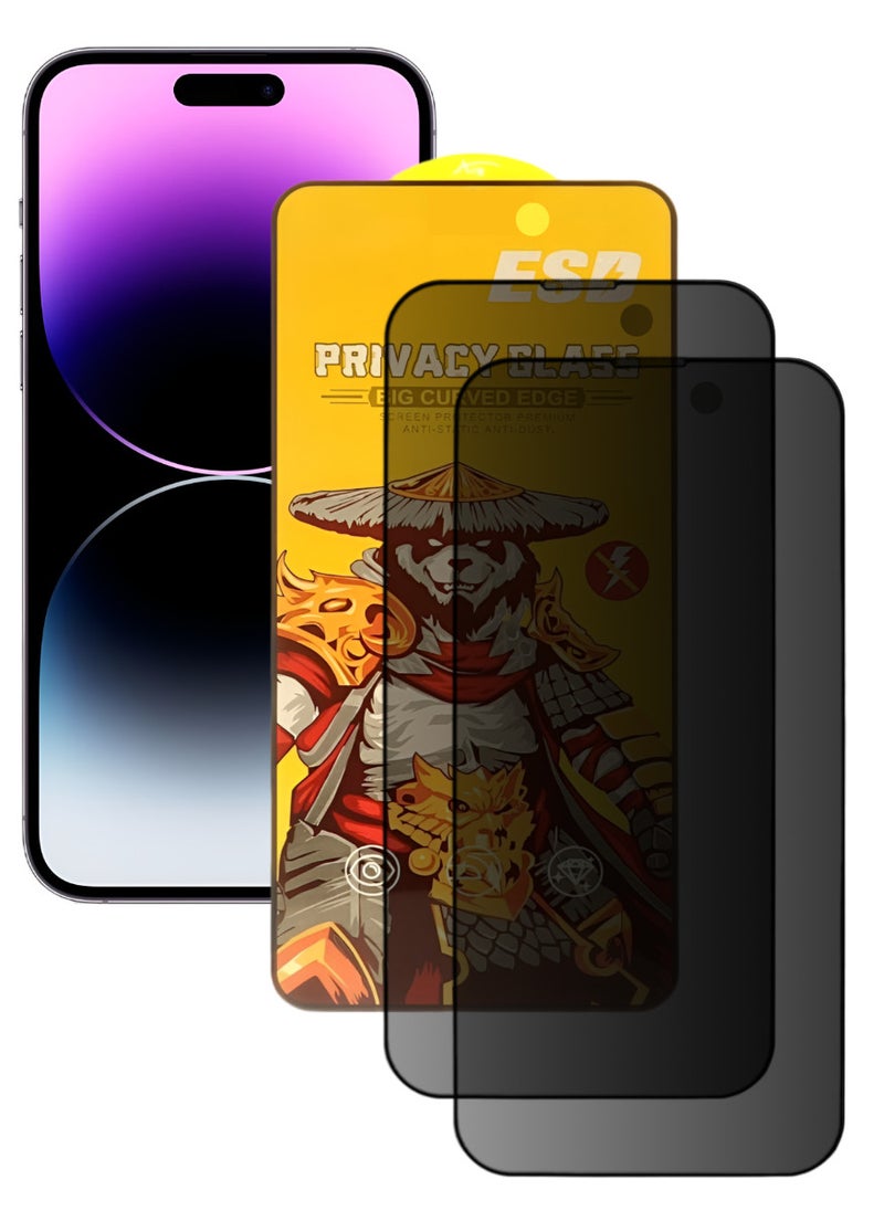 ESD 2 Pieces Tempered Dustproof Privacy Glass Screen Protector Compatible For iPhone 14 Pro Max - Image 1