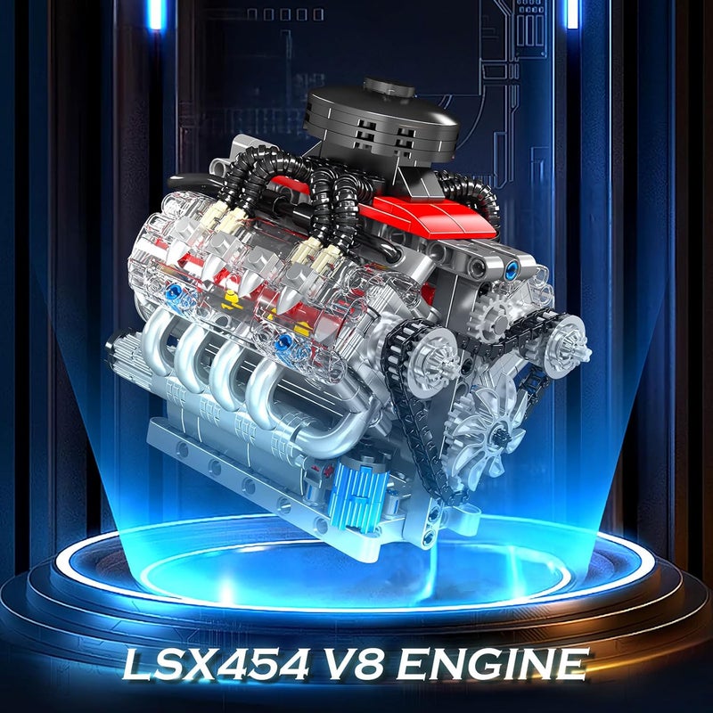 mould king 10171 V8 Engine Model Kit That Works,8 Cylinder Engine with Motor,Car Collectiblesfor Adults, Building Blocks Kit for Boys and Girls (487 PCS) - Image 2
