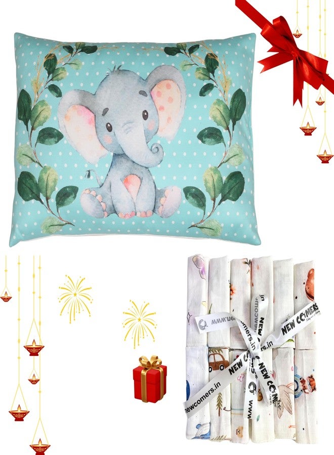 NEW COMERS® Diwali Gifts for Kids Hamper | Baby Pillow and Washcloth Set | Designer for Kids - Image 1