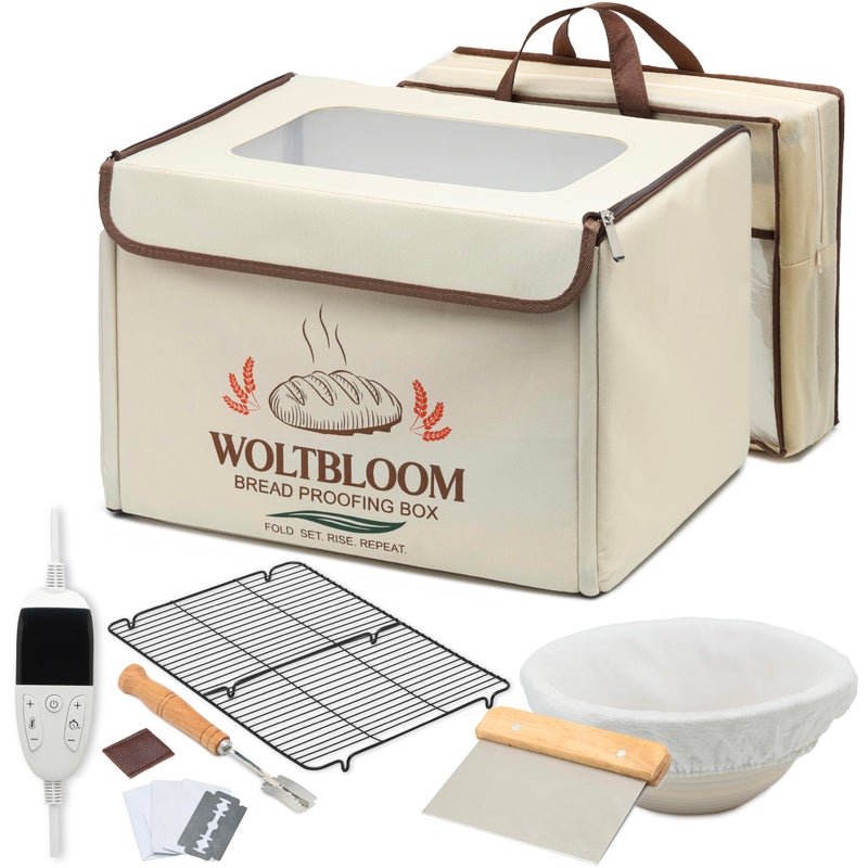 WOLTBLOOM Bread Proofing Box Sour Dough Proofing Box for Sourdough Bread Proofer Warming Box Proofing Oven Yogurt Maker with - 9 Inch Proofer Basket, Lame, Scraper, Metal Rack - Temperature 68-131â„‰ 99 H Timer - Image 1