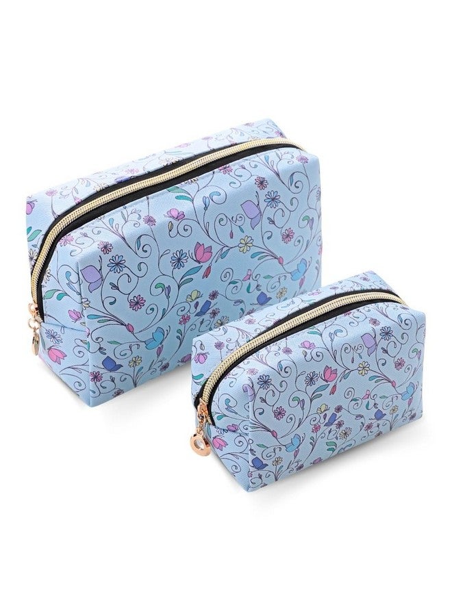 Tinker Squad Cute Floral Makeup Cosmetic Pouch Organizer Kit for Girls Women | Travel Makeup Purse Cosmetic Organizer | Makeup Bag Travel Essentials Pouches | Make up Organiser Cute Pouch (Set of 2) - Image 1