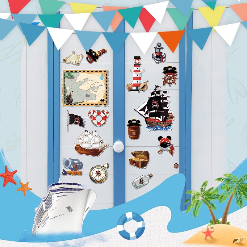 RiVolTa Cruise Door Magnets Decorations - 16 PCs Mouse Pirate Captain Ship Cabin Stateroom Sea Navigation Accessories Anchor Funny Magnetic Stickers with Pens for Party Carnival Holiday Whiteboard Car - Image 3