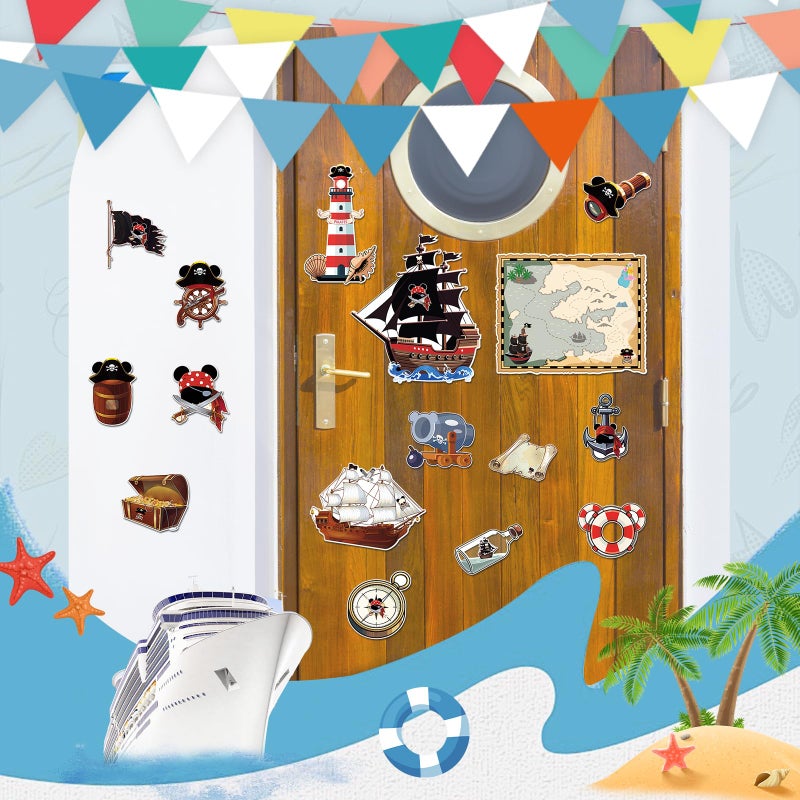 RiVolTa Cruise Door Magnets Decorations - 16 PCs Mouse Pirate Captain Ship Cabin Stateroom Sea Navigation Accessories Anchor Funny Magnetic Stickers with Pens for Party Carnival Holiday Whiteboard Car - Image 4