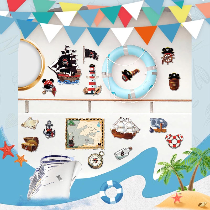 RiVolTa Cruise Door Magnets Decorations - 16 PCs Mouse Pirate Captain Ship Cabin Stateroom Sea Navigation Accessories Anchor Funny Magnetic Stickers with Pens for Party Carnival Holiday Whiteboard Car - Image 5