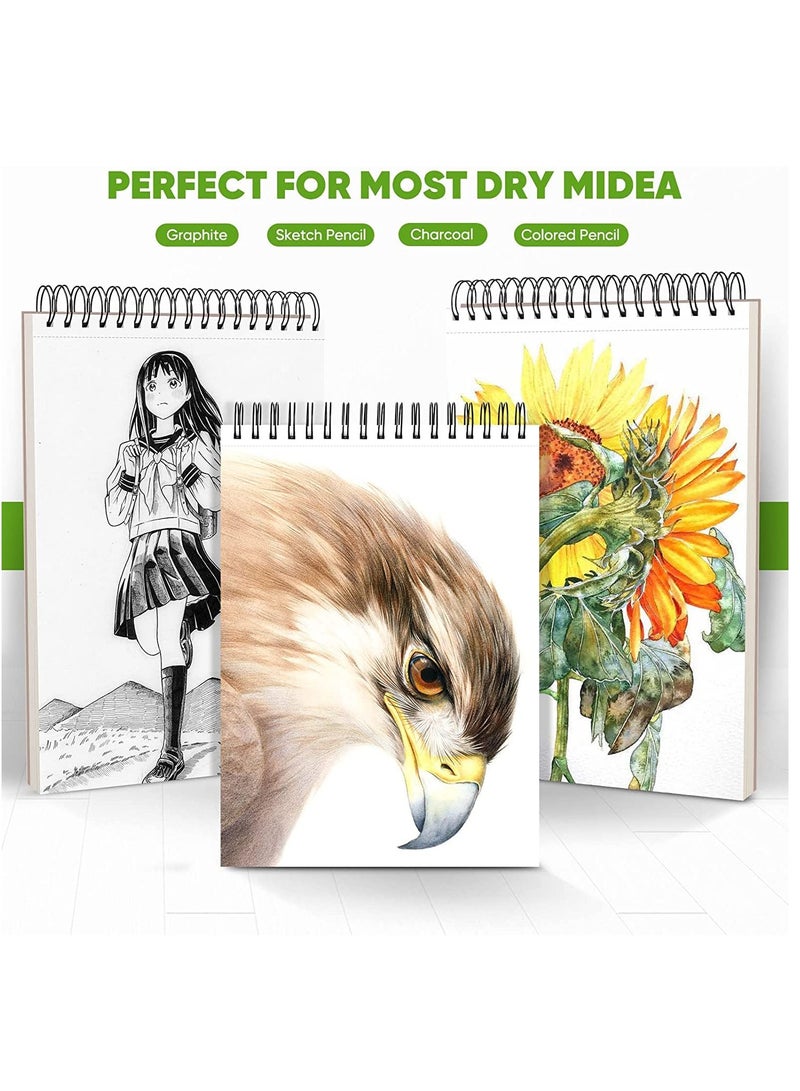 Excefore 9" x 12" Sketch Book, 2-Pack 100 Sheets Spiral Bound Art Sketchbook, Acid Free (68lb/100gsm) Artist Drawing Book Paper Painting Sketching Pad  - Image 3