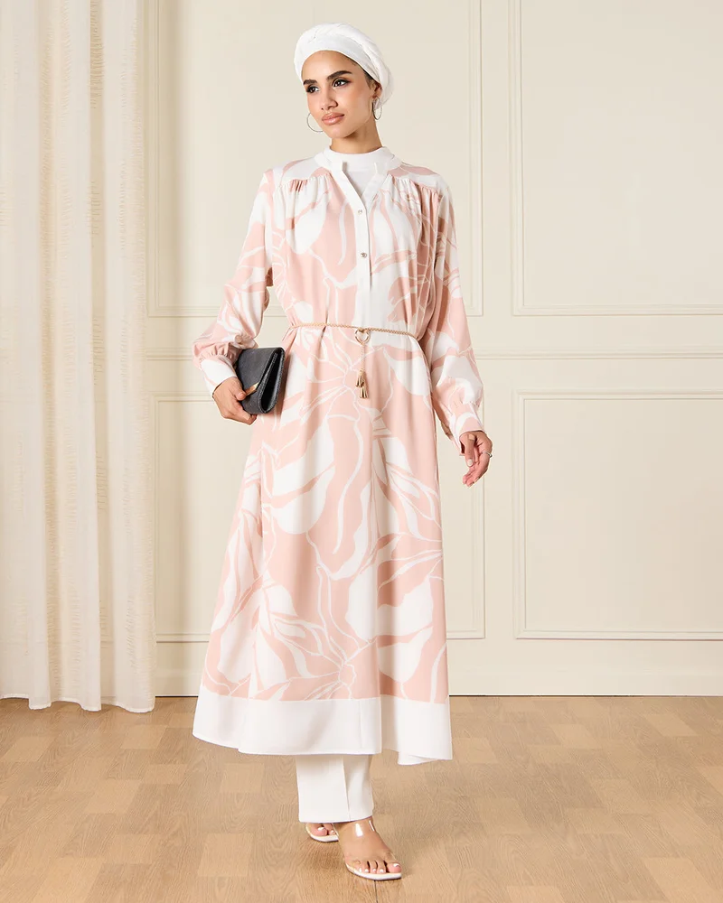 REDTAG Women Pink Printed Belted Dress