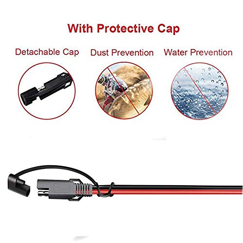 iMESTOU كابلات iMESTOU 16AWG SAE كابل تمديد طاقة SAE موصل DC سريع الفصل 2 دبوس 12V 30CM مع أغطية مقاومة للماء لتطبيقات دراجة نارية سيارة بطارية بدء التشغيل الطاقة الشمسية (5 قطع) - Image 3
