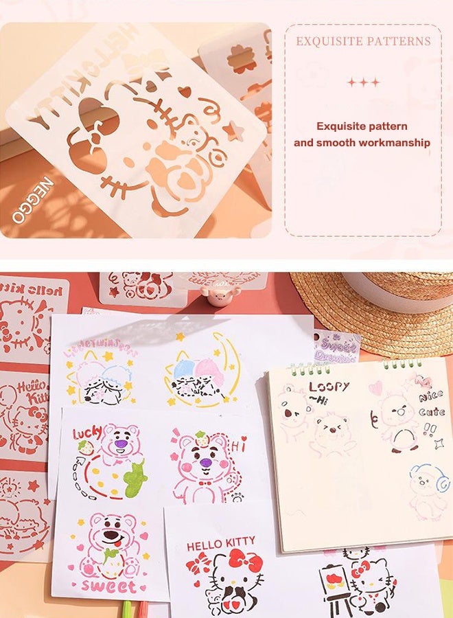 Organizer 16Pcs Drawing Stencil Set, Reusable DIY Art Templates for Kids & Adults, Cute Hello Kitty, Kuromi, My Melody & More, Perfect for Sketching, Painting & Crafting - Image 3